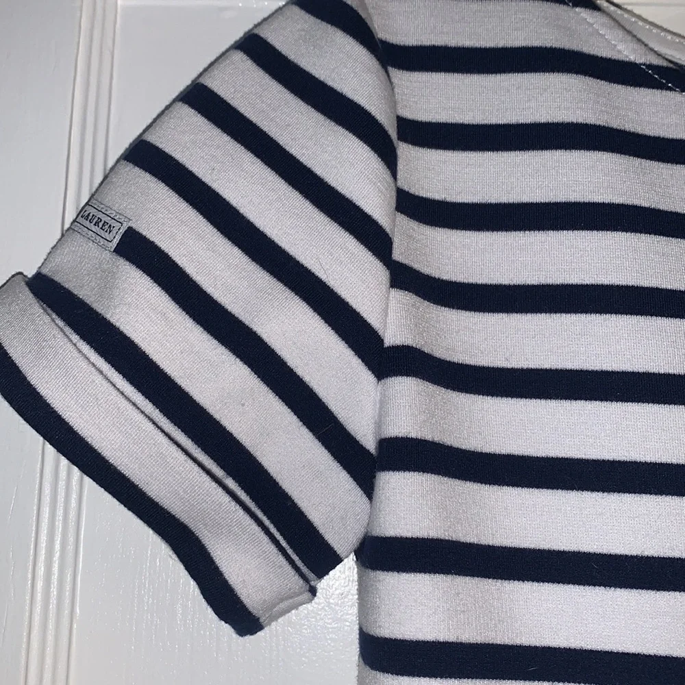 POLO Ralph Lauren Navy and White Striped Dress 12-14 EUC